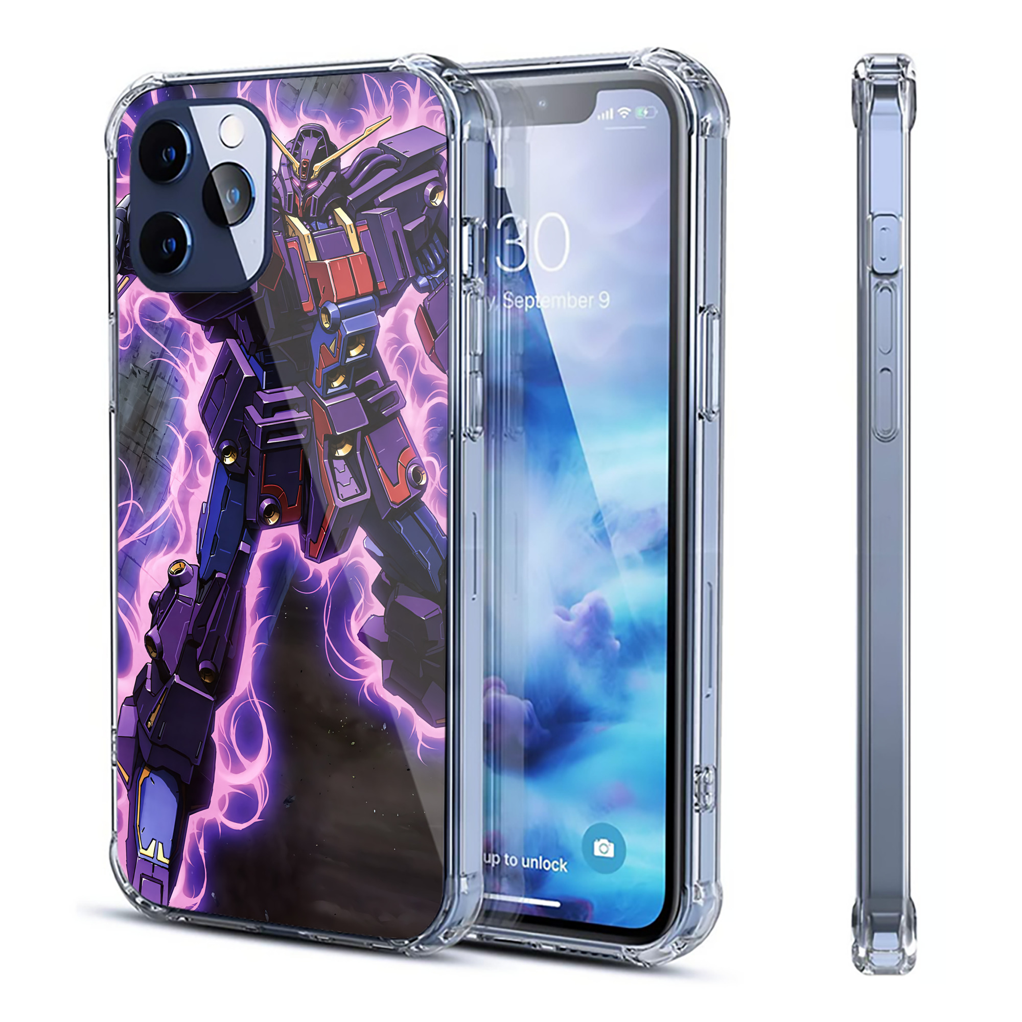 （画像用） 機動戦士ガンダム Mobile Suit Gundam 【iPhone 12シリーズ対応】透明スマホケース（クリアソフトケース）